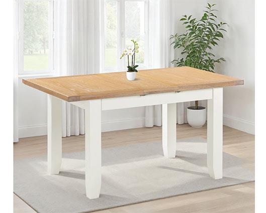 WINDSOR EXTENDING DINING TABLE - IVORY/OAK