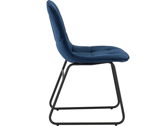MARLOW & LUKAS DINING SET (X4 CHAIRS) - WHITE MARBLE/SAPPHIRE BLUE VELVET