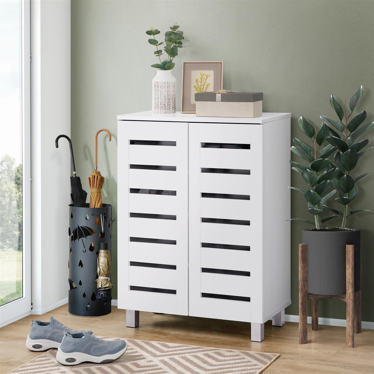Euston 2 Door Shoe Cabinet - White