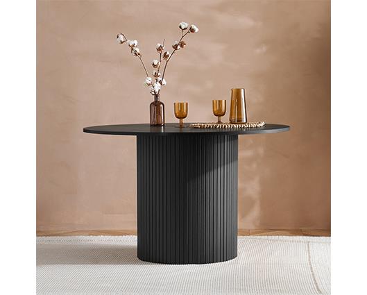 Axel Round Fluted Dining Table - Black