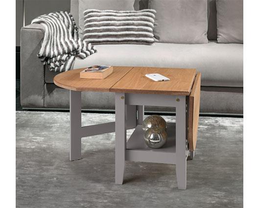 SANTOS DROP LEAF COFFEE TABLE - GREY SLATE/DISTRESSED WAXED PINE
