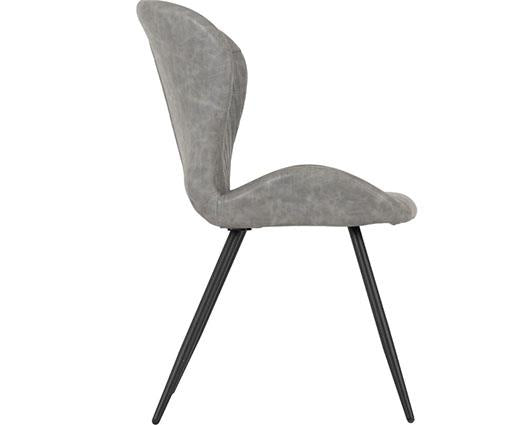 MARLOW & QUEBEC DINING SET (X4 CHAIRS) - BLACK MARBLE/GREY FAUX LEATHER