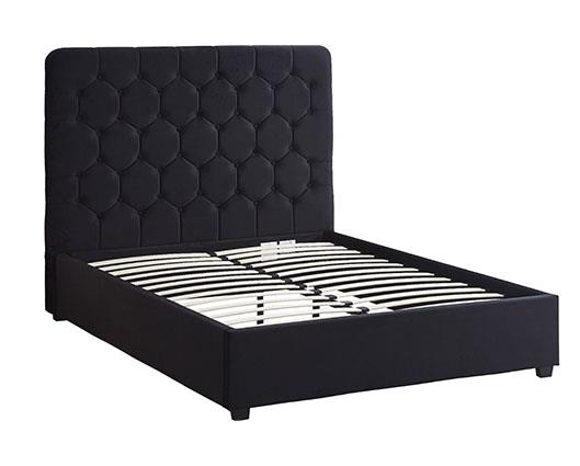 MADISON 5' BED - BLACK VELVET FABRIC