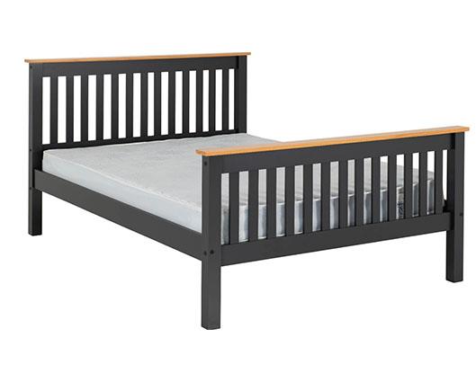 MONACO 5' HIGH END BED - DARK GREY/OAK EFFECT