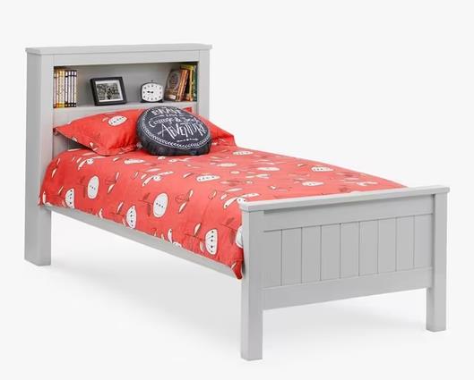 Maine Bookcase Single Bed - Dove Grey
