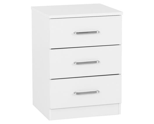 DAKOTA 3 DRAWER BEDSIDE - WHITE