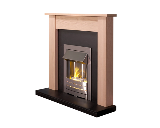Skyla Fireplace Suite in Oak and Black, 43 Inch