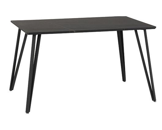 MARLOW & ATHENS DINING SET (X4 CHAIRS) - BLACK MARBLE/BROWN FAUX LEATHER