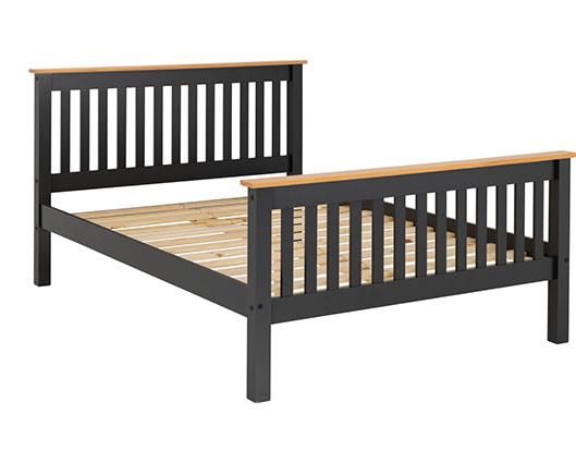 MONACO 5' HIGH END BED - DARK GREY/OAK EFFECT