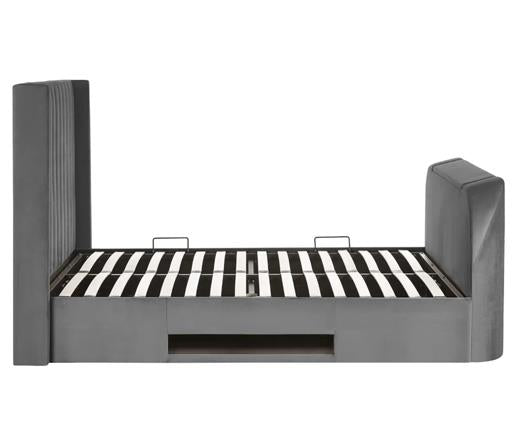 Clara Side Lift Ottoman TV Bed Dark Grey - Double