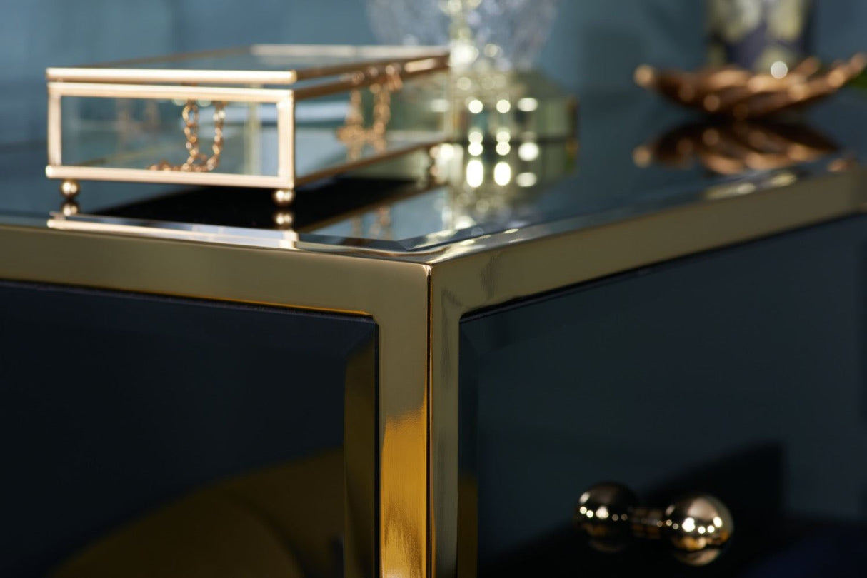Fabian 2 Drawer Bedside - Black & Gold