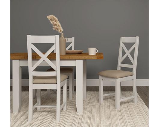 WINDSOR EXTENDING DINING TABLE - IVORY/OAK