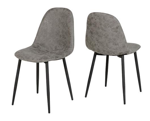 MARLOW & ATHENS DINING SET (X4 CHAIRS) - WHITE MARBLE/GREY FAUX LEATHER