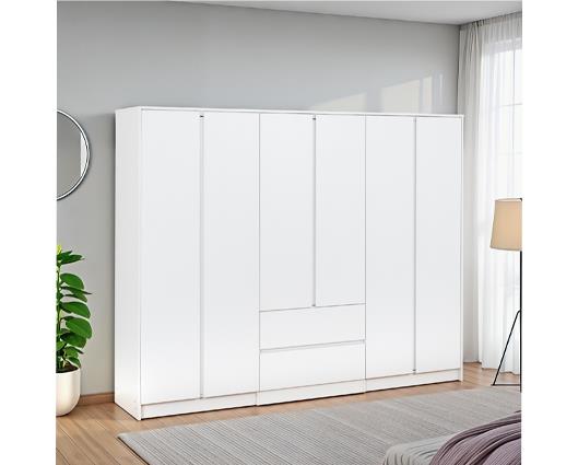 MALVERN 6 DOOR 2 DRAWER WARDROBE - WHITE