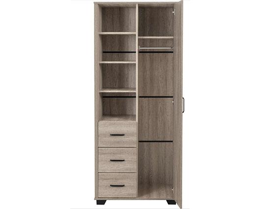 OLIVER 1 DOOR 3 DRAWER OPEN SHELF WARDROBE - LIGHT OAK EFFECT