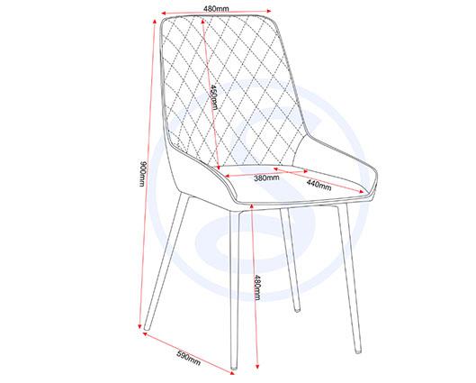 MARLOW & AVERY DINING SET (X4 CHAIRS) - BLACK MARBLE/GREY VELVET