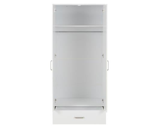 DAKOTA 2 DOOR 1 DRAWER MIRRORED WARDROBE - WHITE