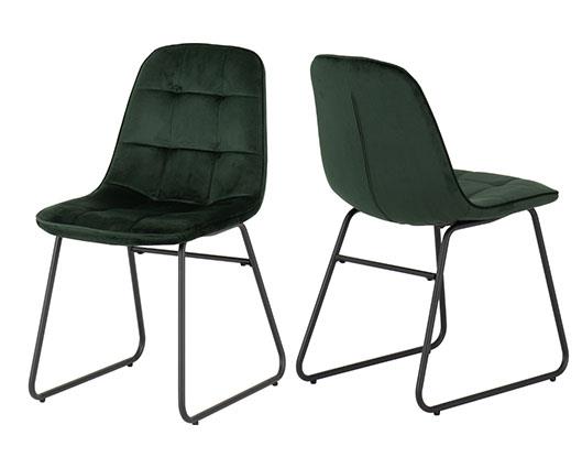 QUEBEC WAVE & LUKAS DINING SET (X4 CHAIRS) - MEDIUM OAK EFFECT/EMERALD GREEN VELVET
