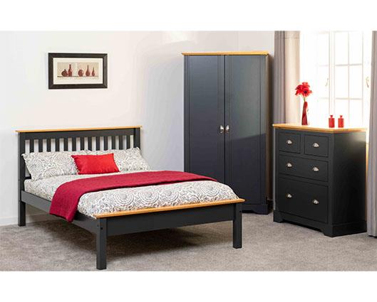 MONACO 4' LOW END BED - DARK GREY/OAK EFFECT