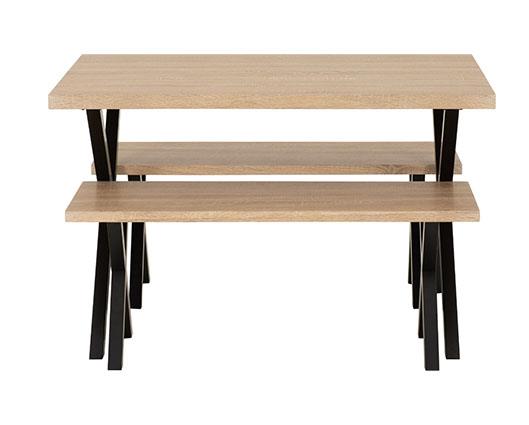 BUXTON DINING BENCH SET - LIGHT OAK EFFECT/BLACK