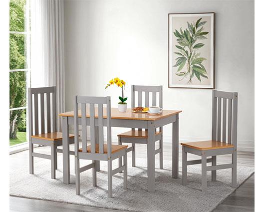 LUDLOW 1+4 DINING SET - GREY SLATE/OAK EFFECT