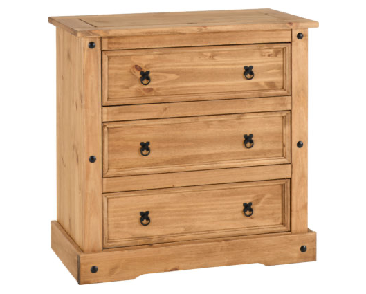 Corona 3 Drawer Chest - Distressed Waxed Pine