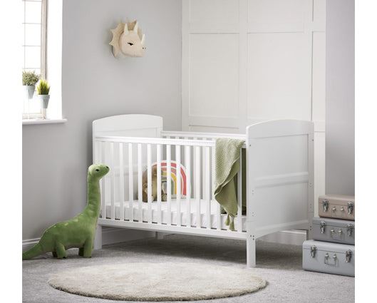 Grace Cot Bed + Foam Mattress - White