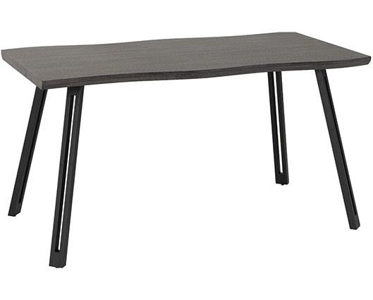 QUEBEC WAVE EDGE DINING SET (X4 CHAIRS) - BLACK WOOD GRAIN/GREY FAUX LEATHER