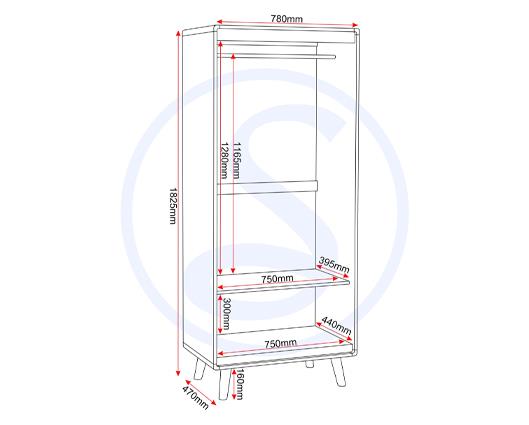 DIXIE 2 DOOR WARDROBE - DUSTY GREY/WHITE