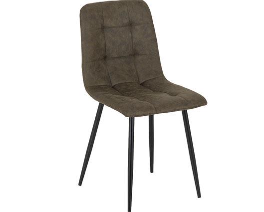 FENTON DINING SET (X6 CHAIRS) - WHITE/OLIVE GREEN SUEDE FABRIC