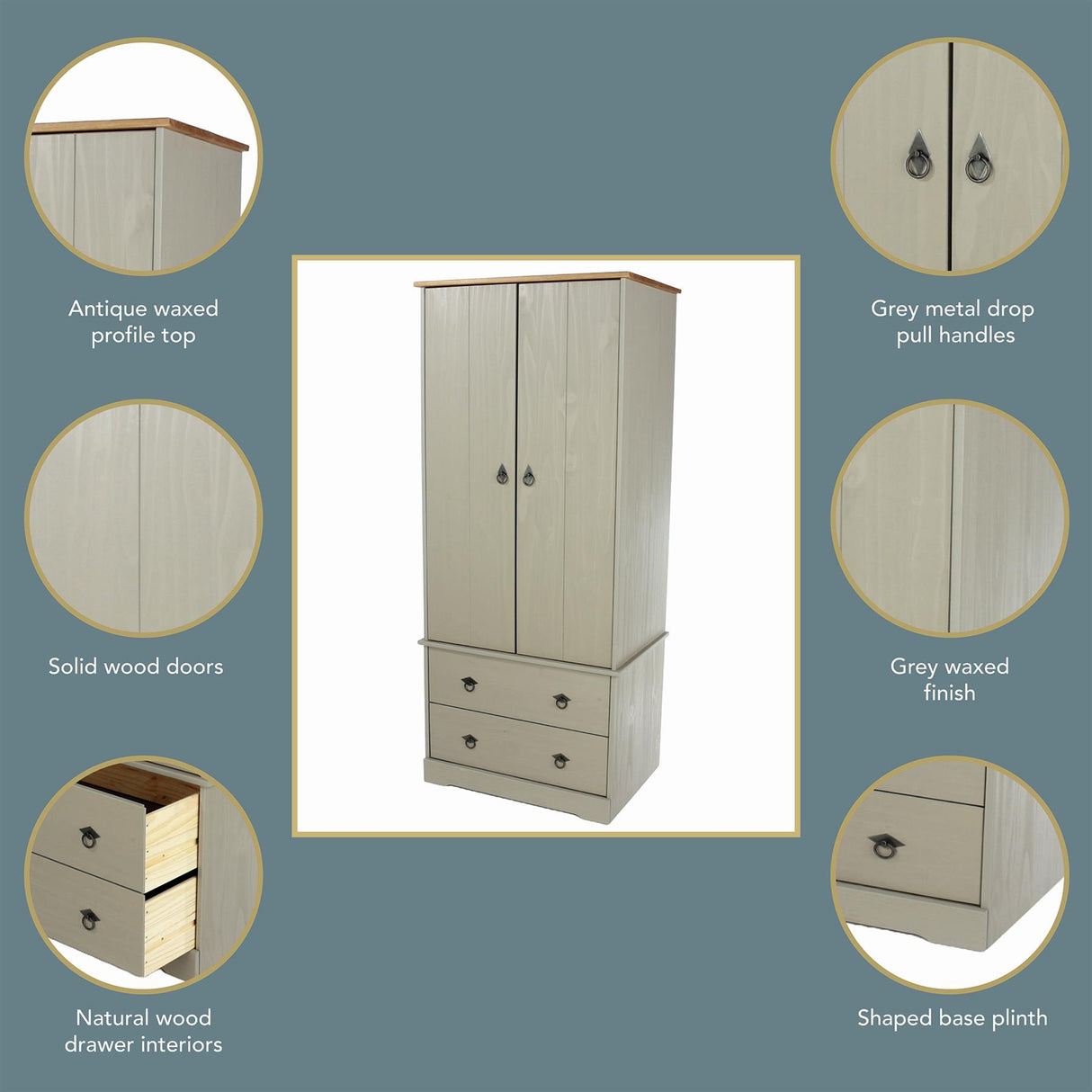 Corona Classic 2 door, 2 drawer wardrobe