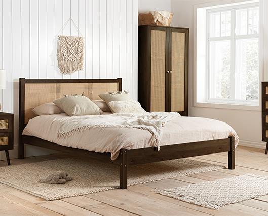 Croxley 5 Drawer Rattan Chest - Walnut