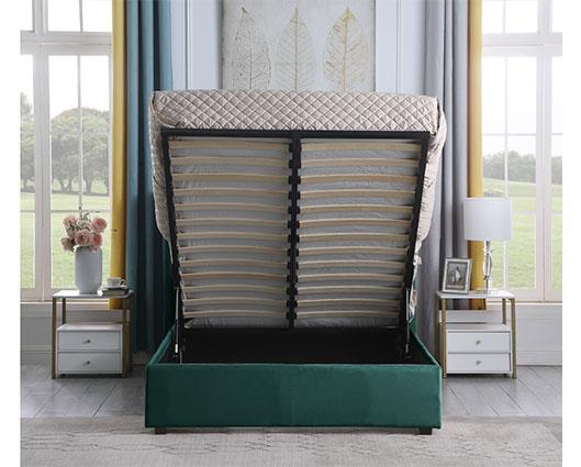 AMELIA 5' PLUS BED - GREEN VELVET FABRIC