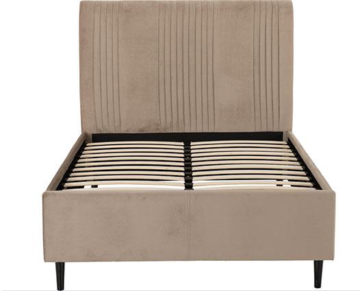 MAINE 4'6" BED - TAUPE VELVET FABRIC