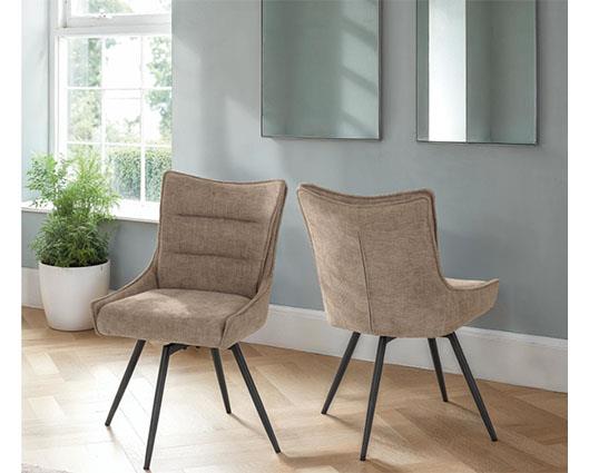LEWIS SWIVEL DINING CHAIR (X2 PER BOX) - FAWN FABRIC