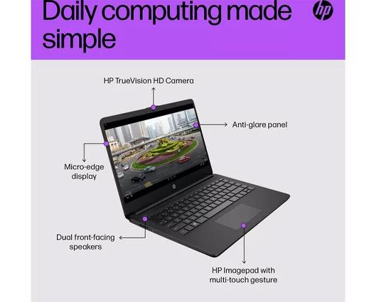 HP 14s-dq3500sa 14" Laptop - Intel Celeron, 64 GB eMMC, Black
