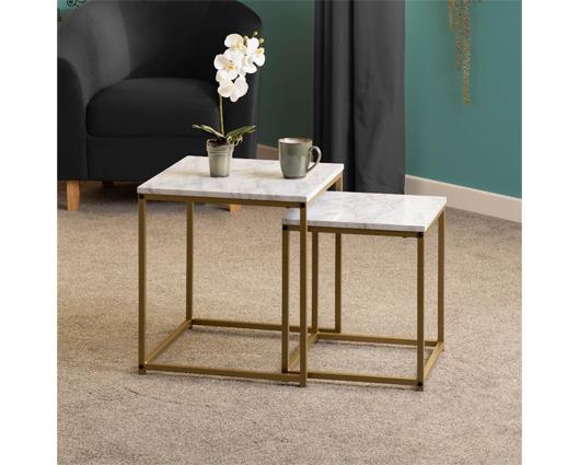 DALLAS NEST OF 2 TABLES - MARBLE/GOLD EFFECT