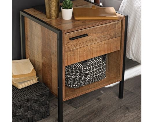 Harben Bedside Cabinet Distressed Oak Effect
