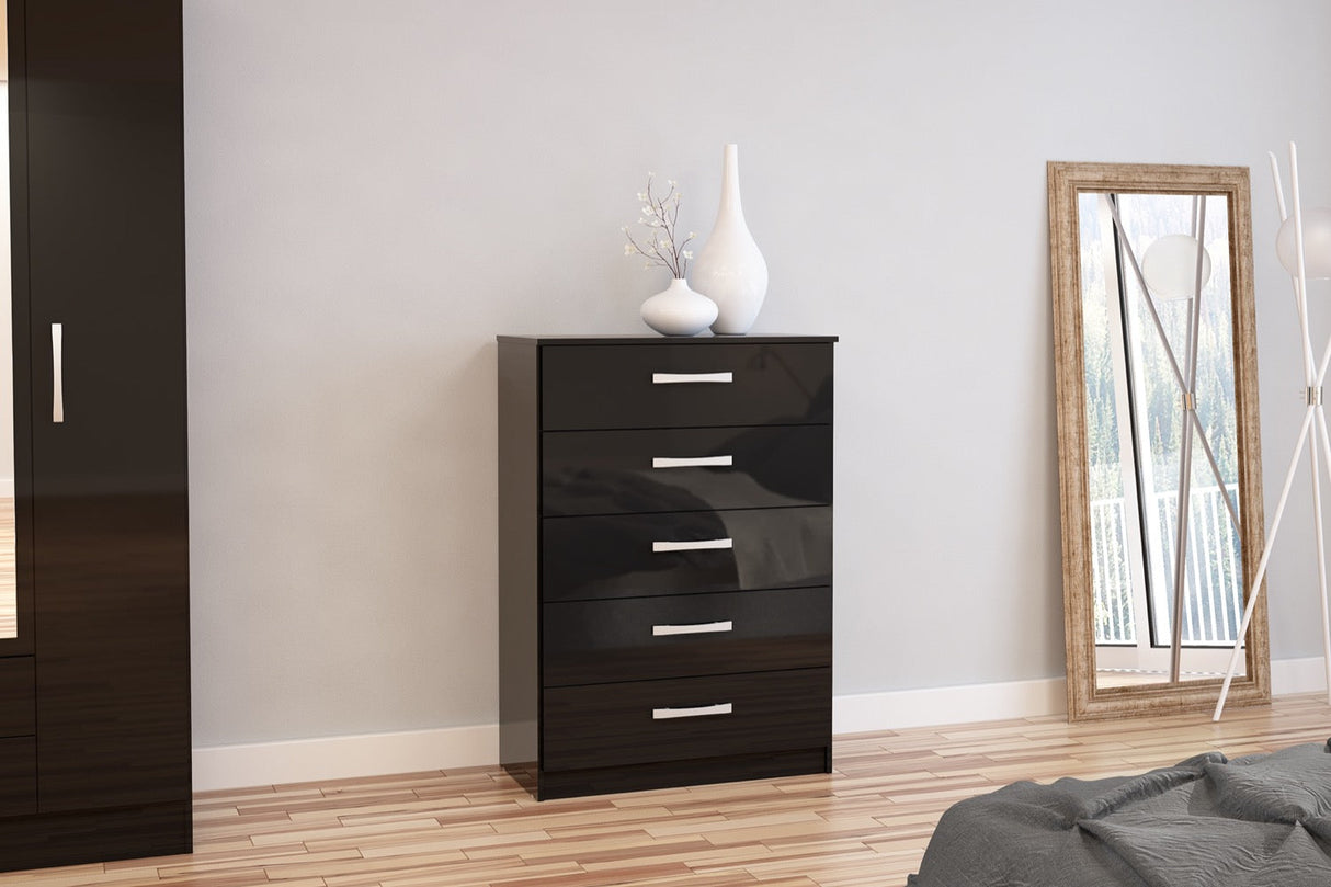 Larz 5 Drawer Chest-Black