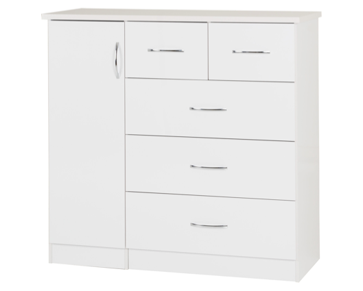 Neptune 5 Drawer Low Wardrobe - White Gloss
