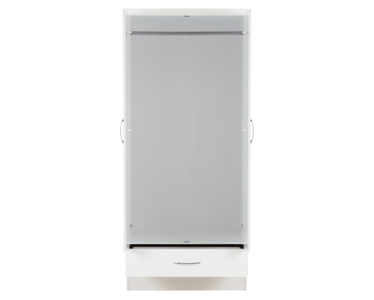 Neptune Mirrored 2 Door 1 Drawer Wardrobe - White Gloss