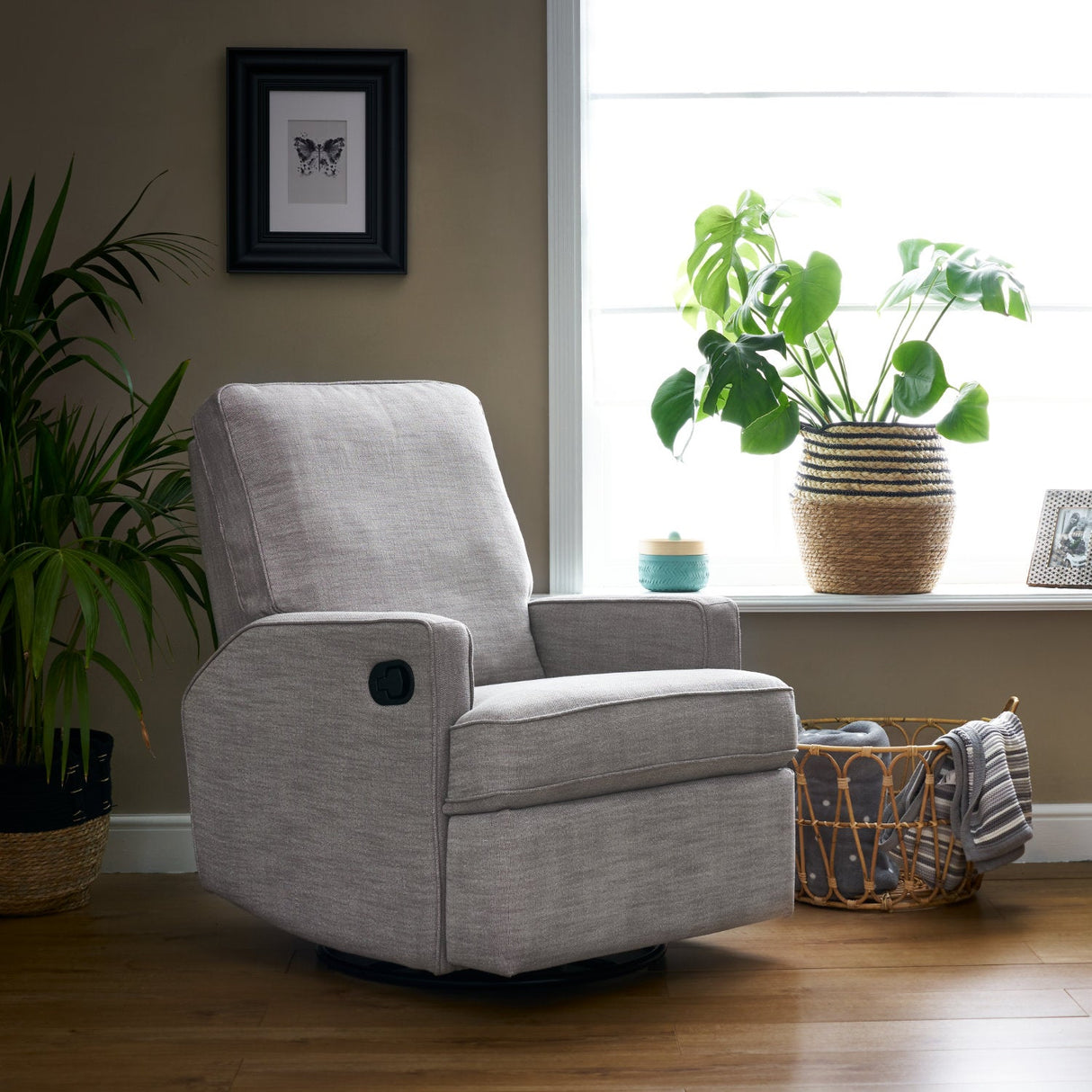 Mia Swivel Glider Recliner Chair - Pebble