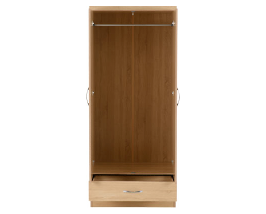 Neptune Mirrored 2 Door 1 Drawer Wardrobe - Sonoma Oak Effect