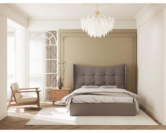 VERONA 4'6" OTTOMAN BED - BROWN FABRIC