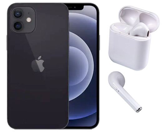 Refurbished Apple iPhone 12 Black with Wireless Headphones