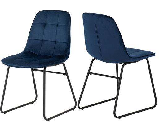 MODENA & LUKAS DINING SET (X4 CHAIRS) - CREAM/SAPPHIRE BLUE VELVET