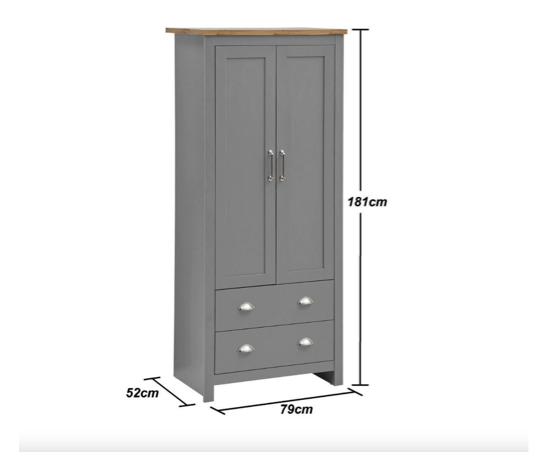 Lincoln 3 Piece Bedroom Set (2 Door Wardrobe, 3+4 Chest, 2 Drawer Bedside)