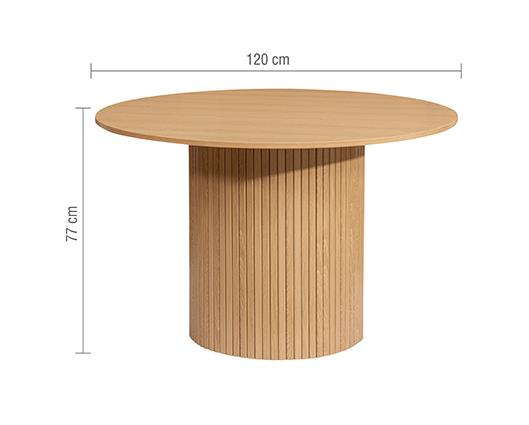 Axel Round Fluted Dining Table with 4 Fabric Chairs - Oak