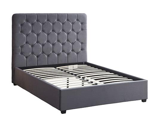 MADISON 5' BED - GREY VELVET FABRIC