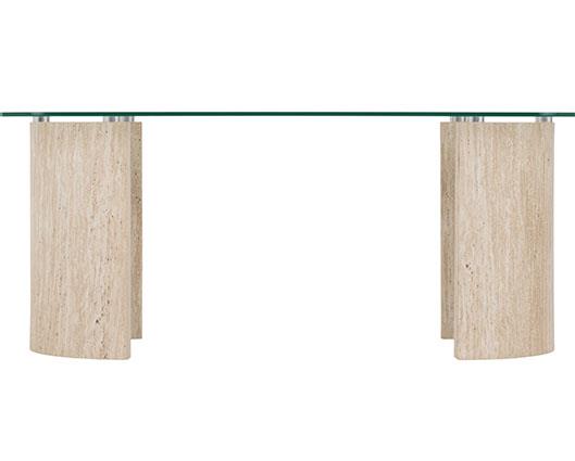 MODENA COFFEE TABLE - CLEAR GLASS/CREAM MARBLE EFFECT